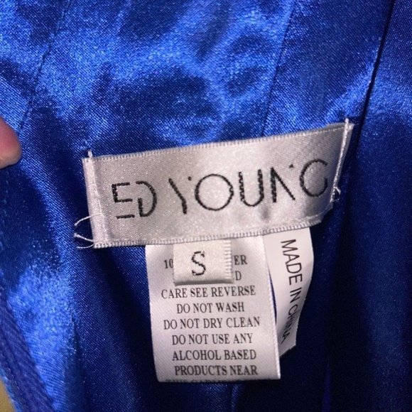 ED YOUNG Blue Formal Gown Prom Dress Size Small (4) + Garment Bag NWT - Picture 5 of 14
